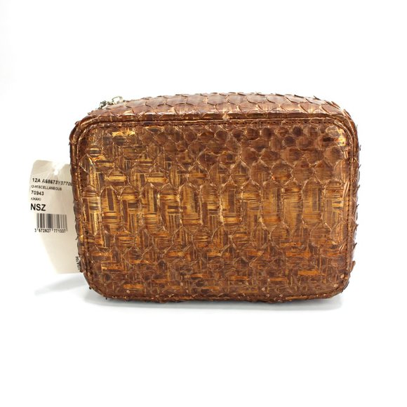 CHANEL Copper Python Snakeskin Jewelry Travel Tote Removable Pouch RARE NEW - Picture 7 of 12